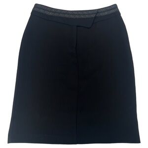 Joseph Ribkoff Trends Black Pencil Mini Skirt Braided Faux Leather Trim Size 6